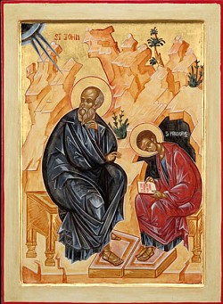 St John dictating the Apocalypse to his secretary, Procorus