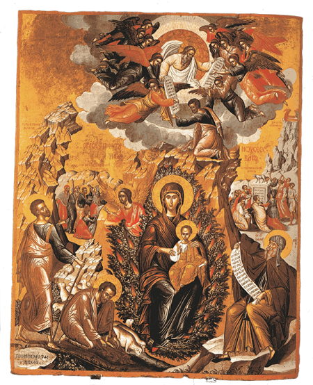 Icon of The Theotokos, 'The Burning Bush', an Old Testament prefiguration of the Incarnation